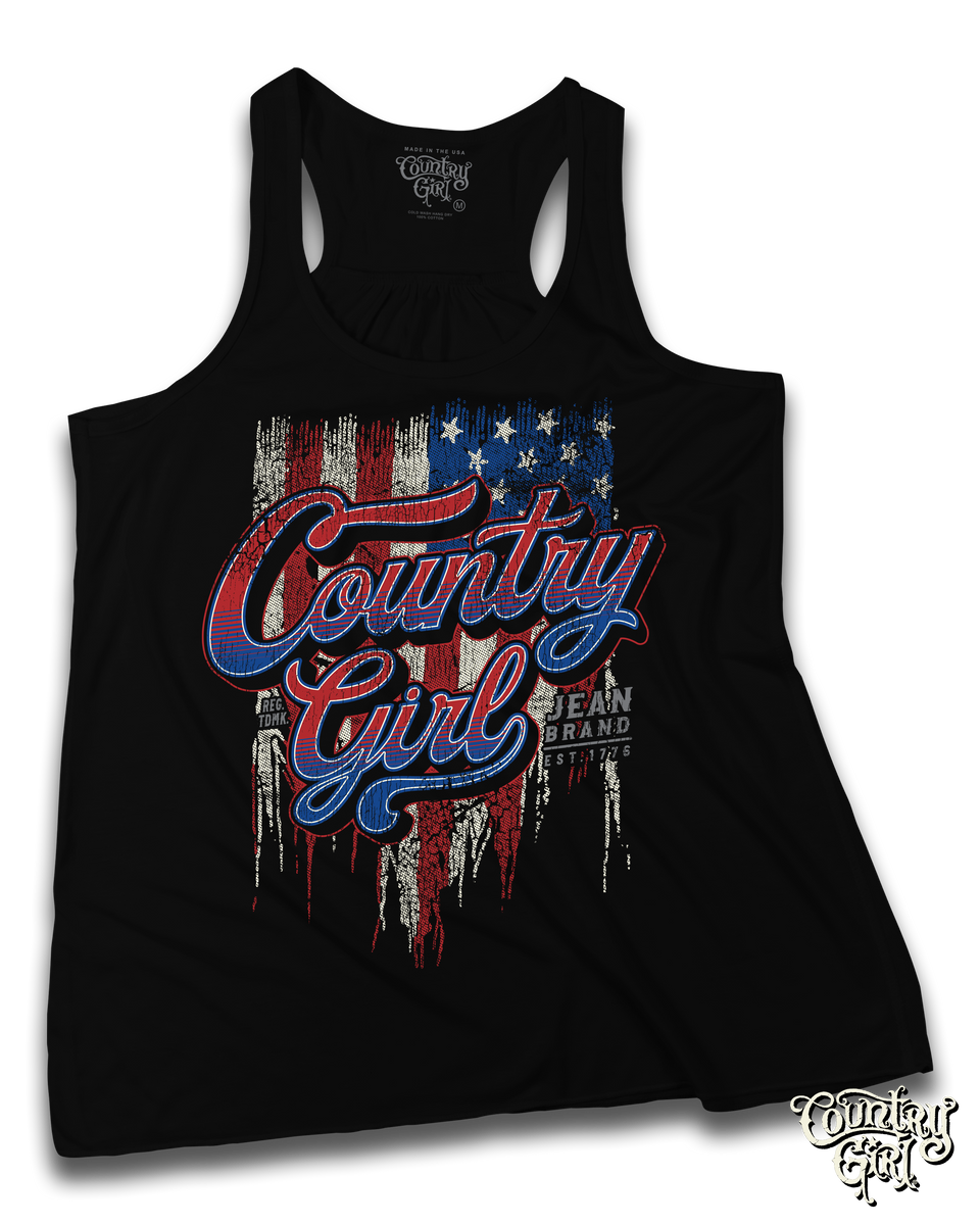 Country Girl Womens Flowy Racerback Tank Cg Flag Country Girl Store 6380