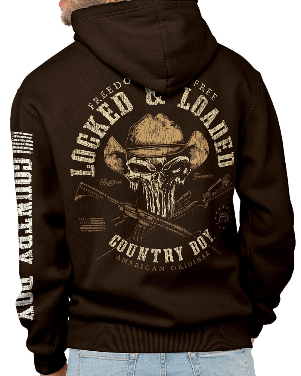 Country Boy Men's Hoodie CB Locked Loaded Hat Brown – Country
