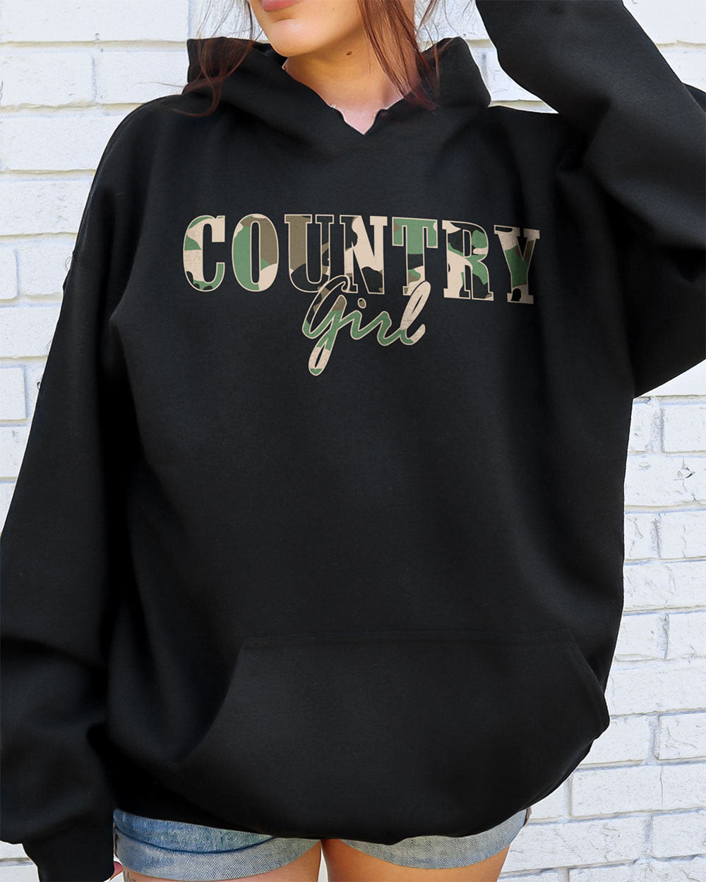 Country Girl Logo Women s Crewneck Sweatshirt LG Black