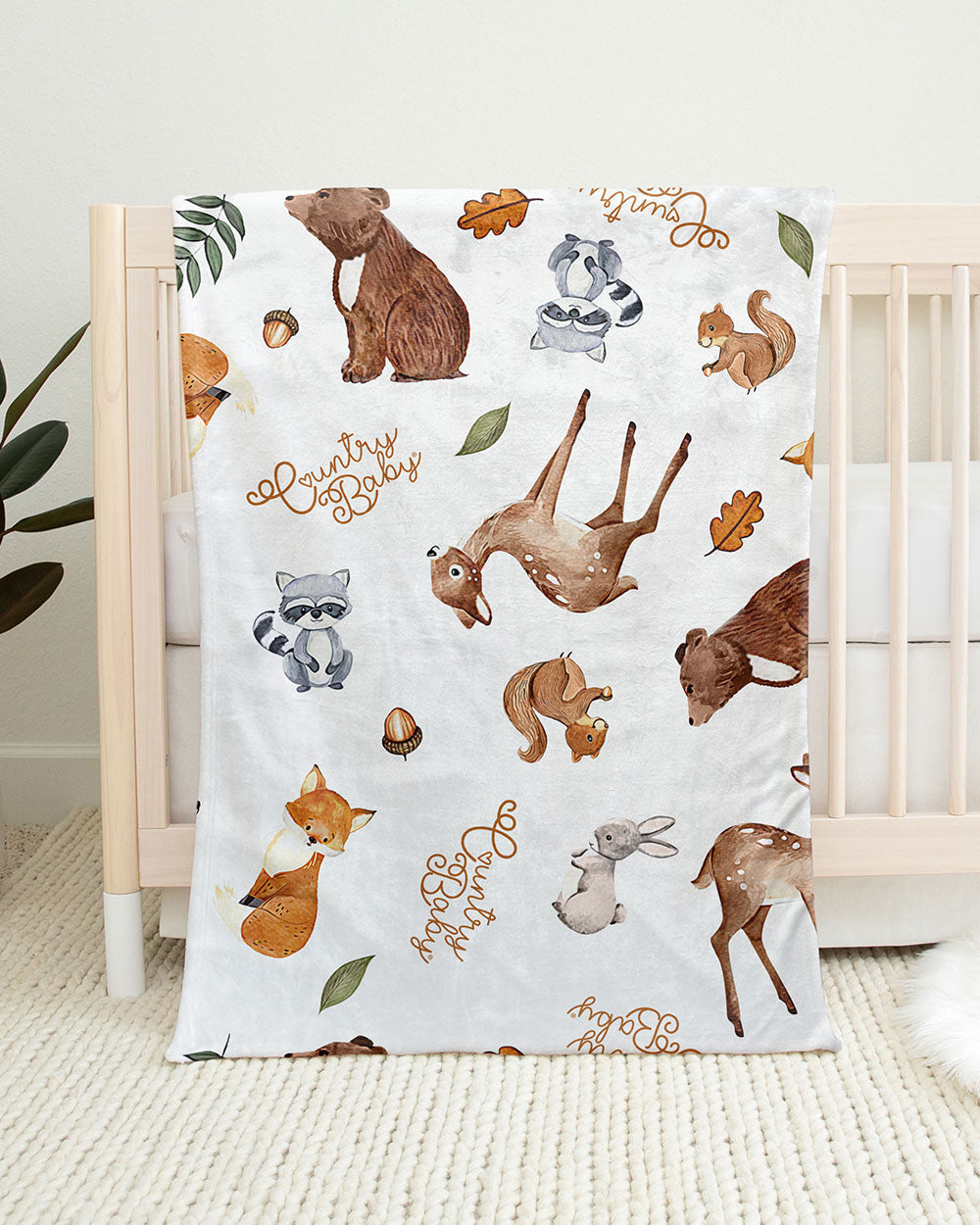Country Baby Woodland Print 30 x 40 Plush Minky Baby Blanket Country Girl Store